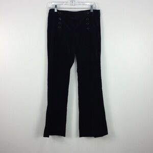 Theory Black Wide Leg Velvet 8 button front Pants sz 6